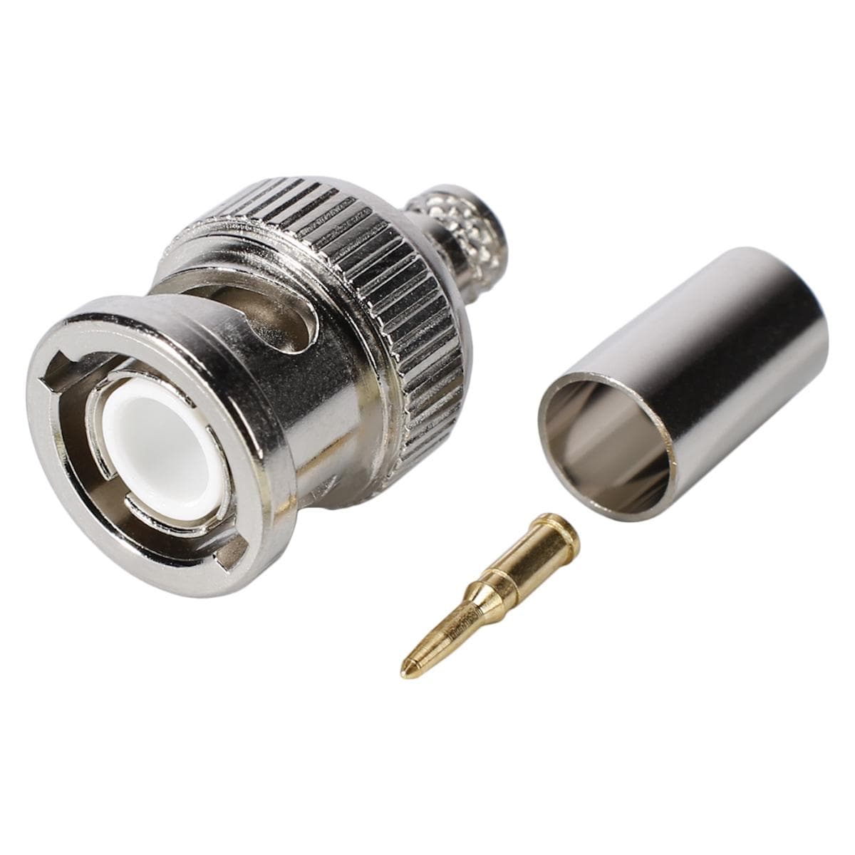 HICON BNC crimp-male connector 0.6/3.7, straight, nickel coloured