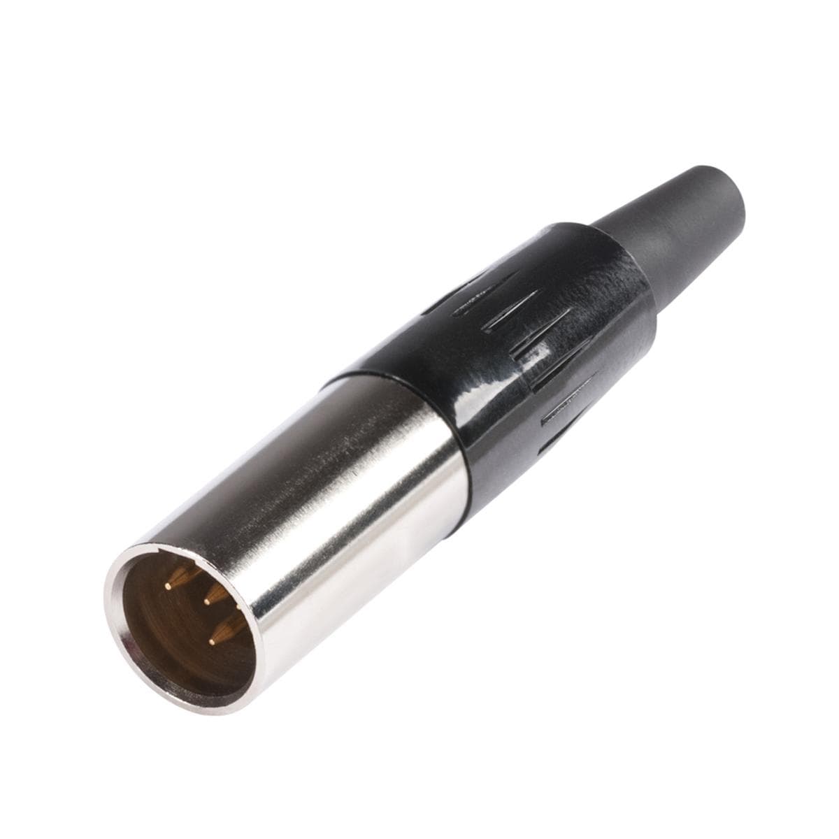 HICON Mini-XLR, 4-pole, metal, Soldering-male connector, gold plated contact(s), straight, nickel