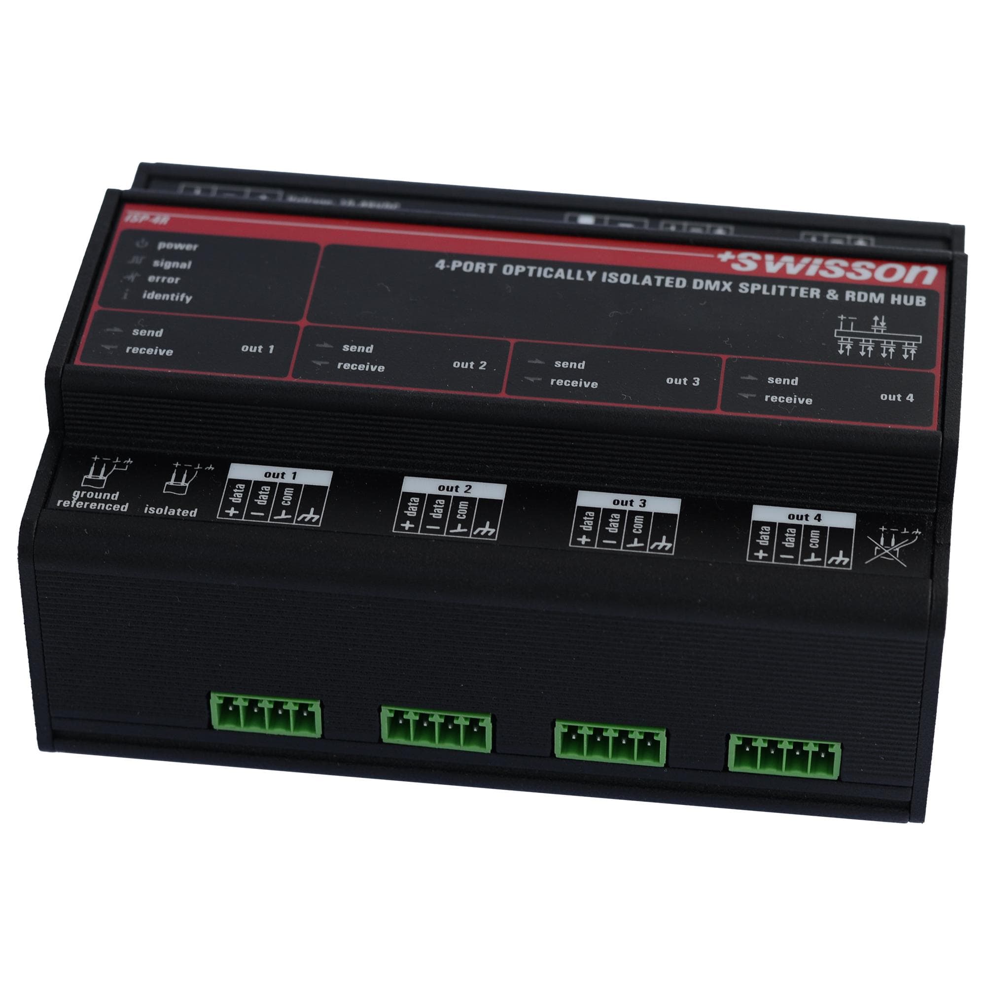 ISP-4R-DC-TERM DIN Rail DMX&RDM Splitter, 4 outputs, Terminal