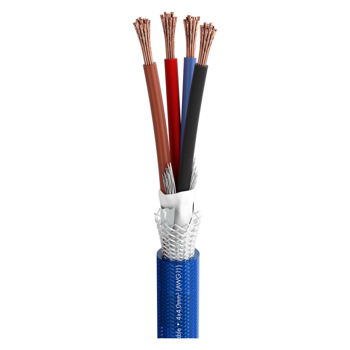 Speaker Cable HighEnd, screened SC-Quadra Blue; 4 x 4,00 mm²; PVC Ø 15,50 mm; blue