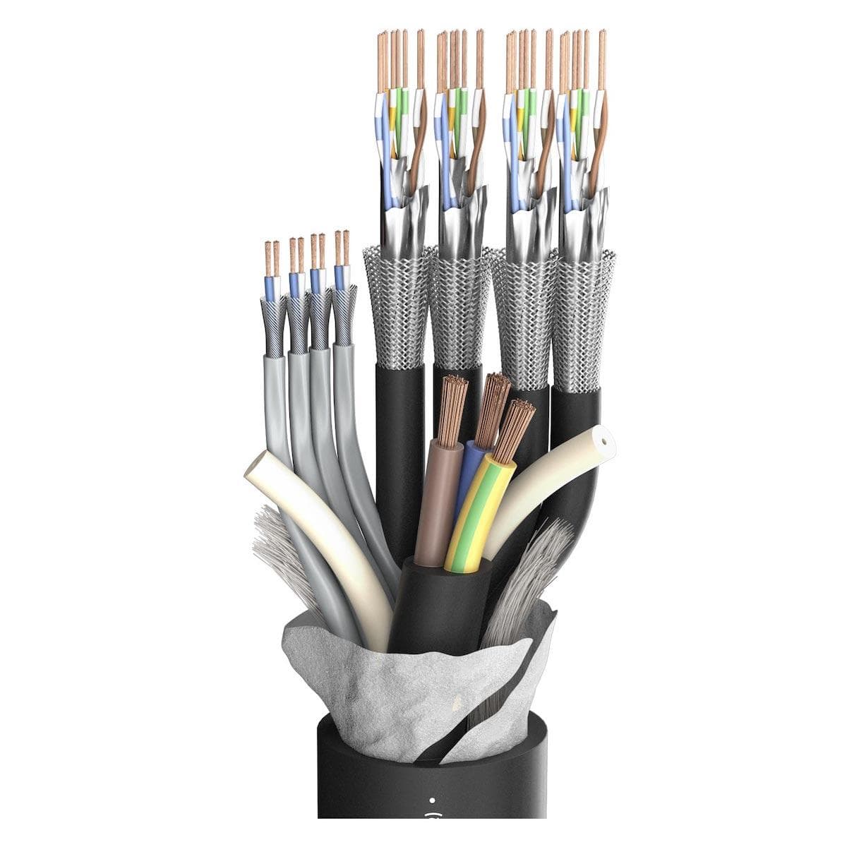 SC-Monocat Power 414; power: 3 x 2,50 mm²; 4 x CAT.7; DMX: 2 x 0,25 mm²; PVC Ø 27,00 mm; black