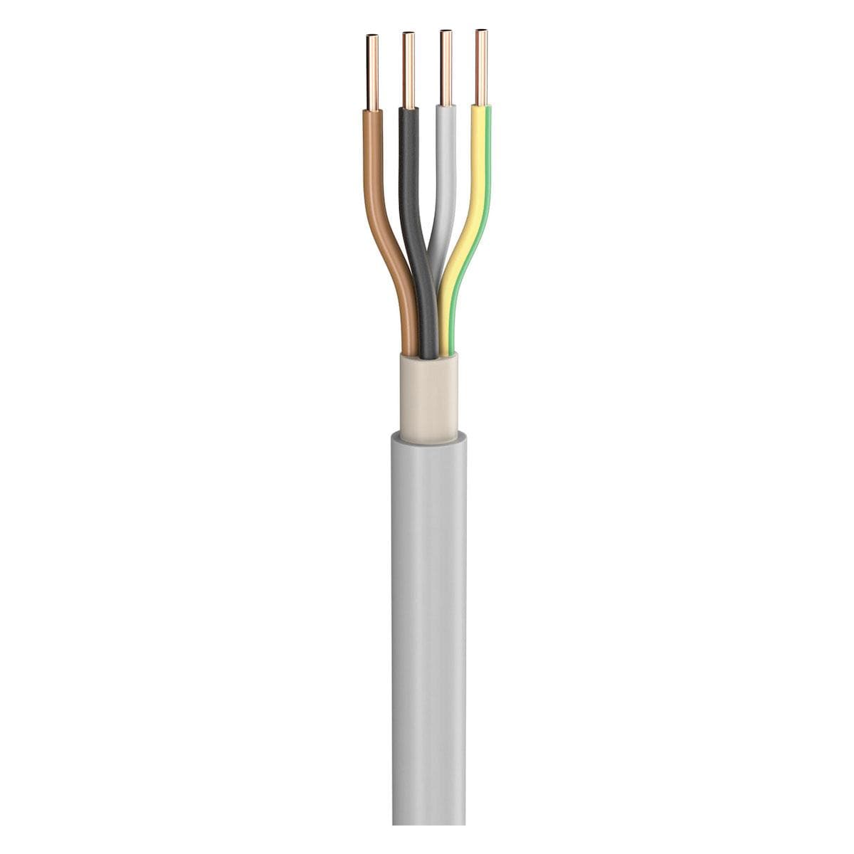 Power Lead NYM-J; 4 x 1,50 mm²; PVC, flame-retardant, Ø 9,00 mm; grey; Eca