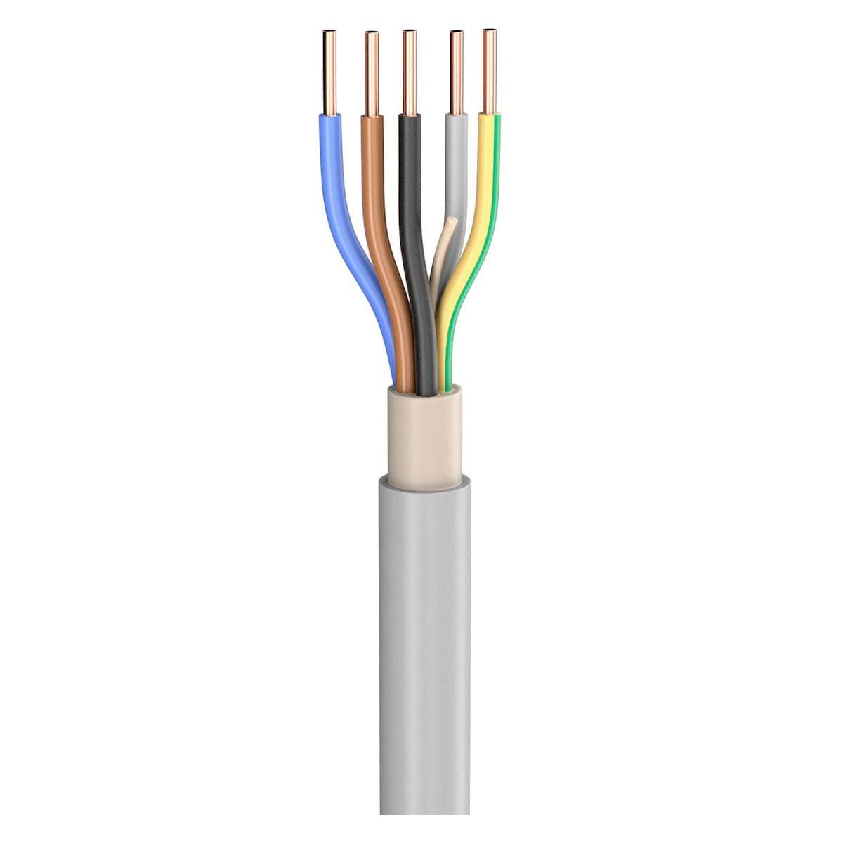 Power Lead NYM-J; 5 x 25,00 mm²; PVC, flame-retardant, Ø 27,50 mm; grey