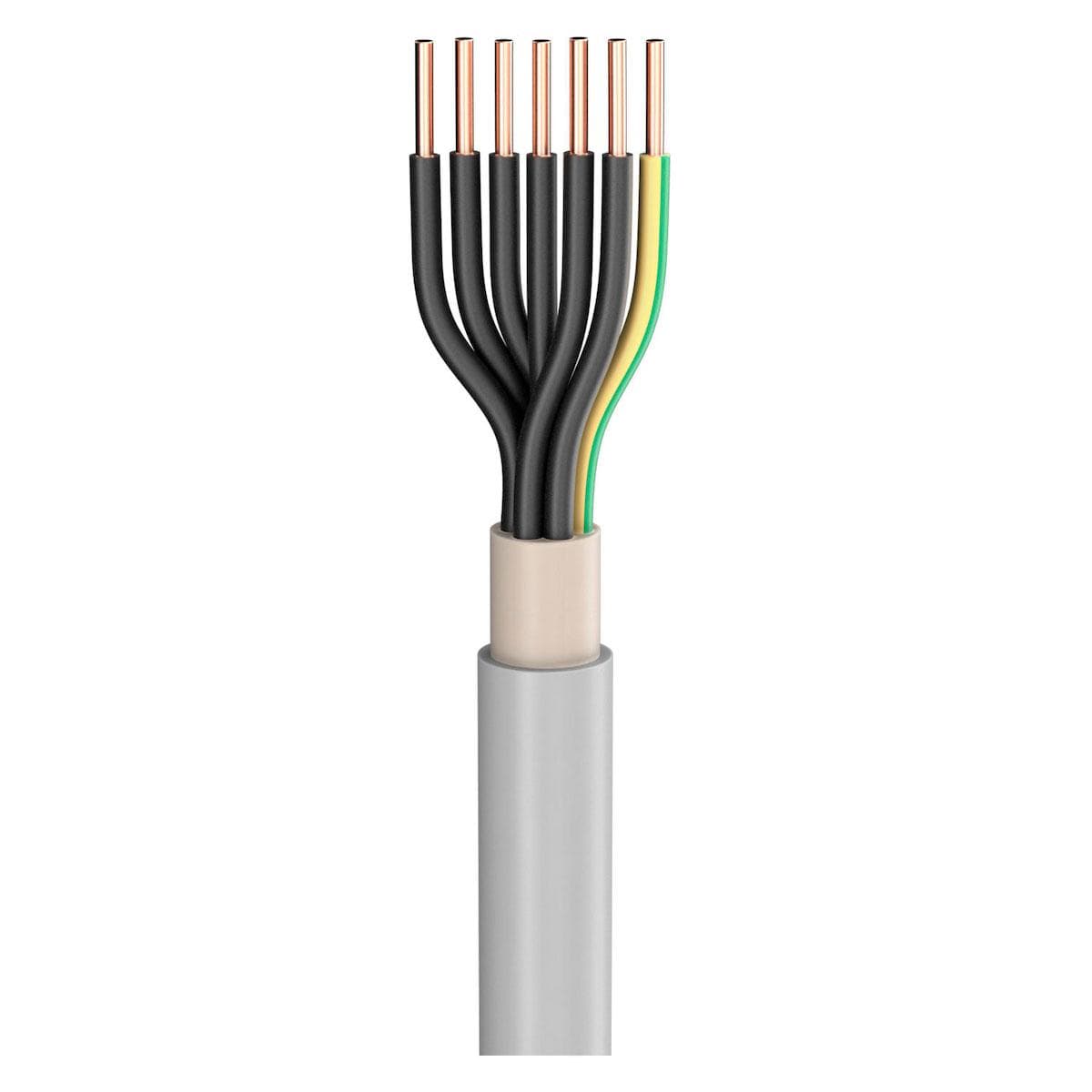 Power Lead NYM-O; 7 x 1,50 mm²; PVC, flame-retardant, Ø 10,70 mm; grey