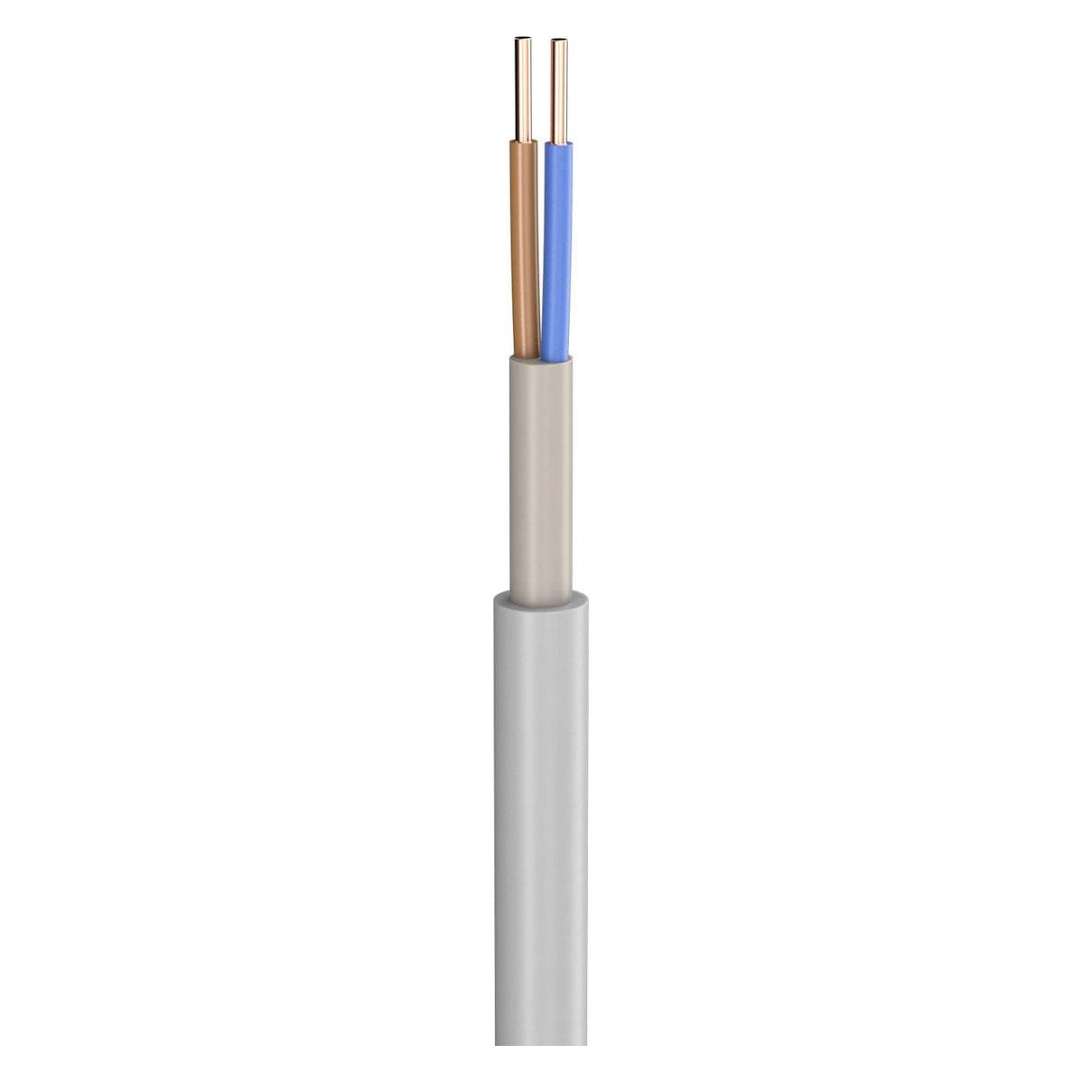 Power Lead NYM-O; 2 x 1,50 mm²; PVC, flame-retardant, Ø 8,00 mm; grey
