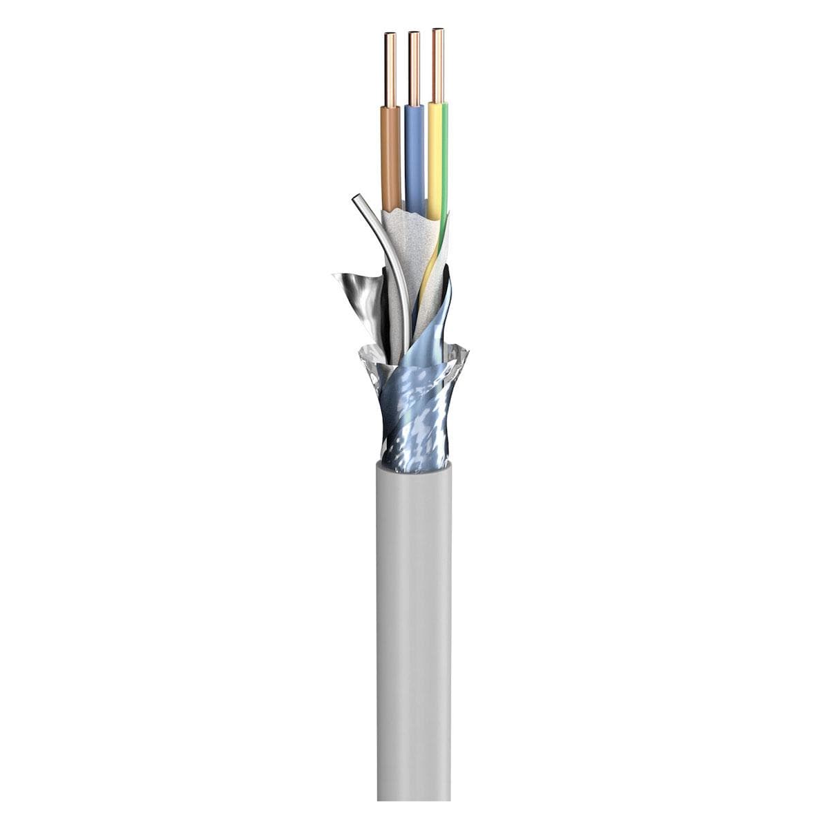 Power Lead (N)YM-(ST)-J; 3 x 1,50 mm²; PVC, flame-retardant, Ø 9,20 mm; grey