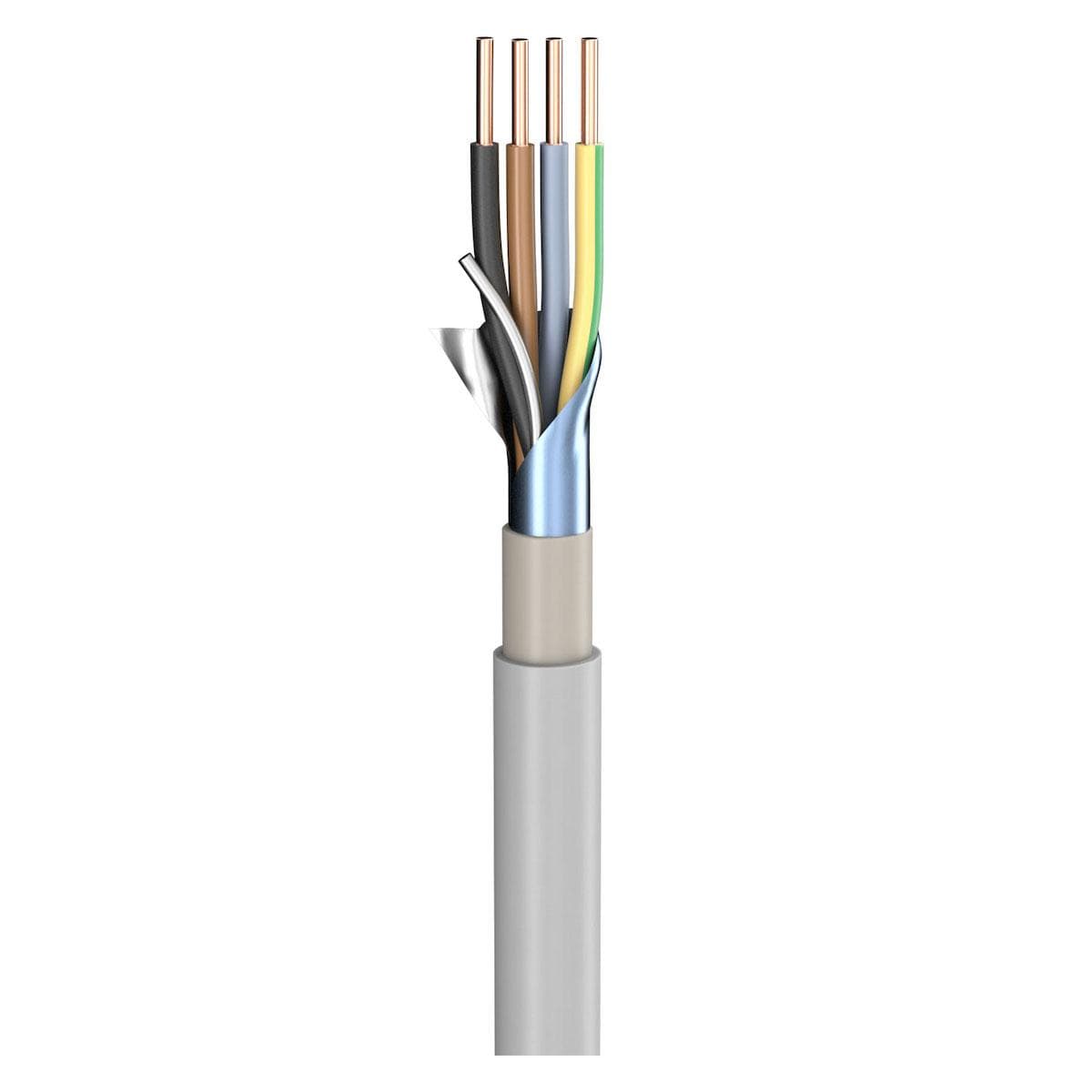 Power Lead (N)YM-(ST)-J; 4 x 4,00 mm²; PVC, flame-retardant, Ø 14,00 mm; grey