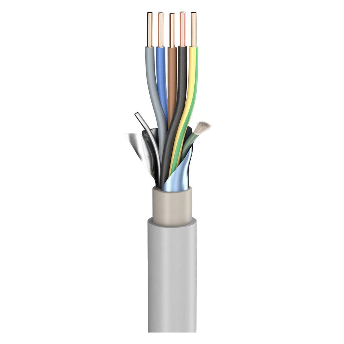Power Lead (N)YM-(ST)-J; 5 x 10,00 mm²; PVC, flame-retardant, Ø 19,50 mm; grey