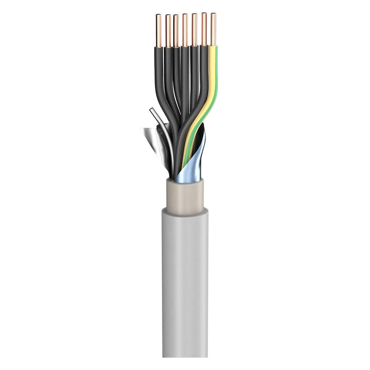 Power Lead (N)YM-(ST)-J; 7 x 1,50 mm²; PVC, flame-retardant, Ø 11,70 mm; grey