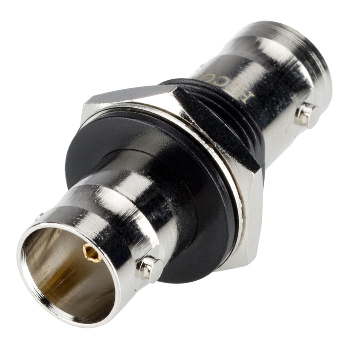 HICON BNC 3G-SDI patch-female connector, ground isolated, thread 1/2", nickel coloured