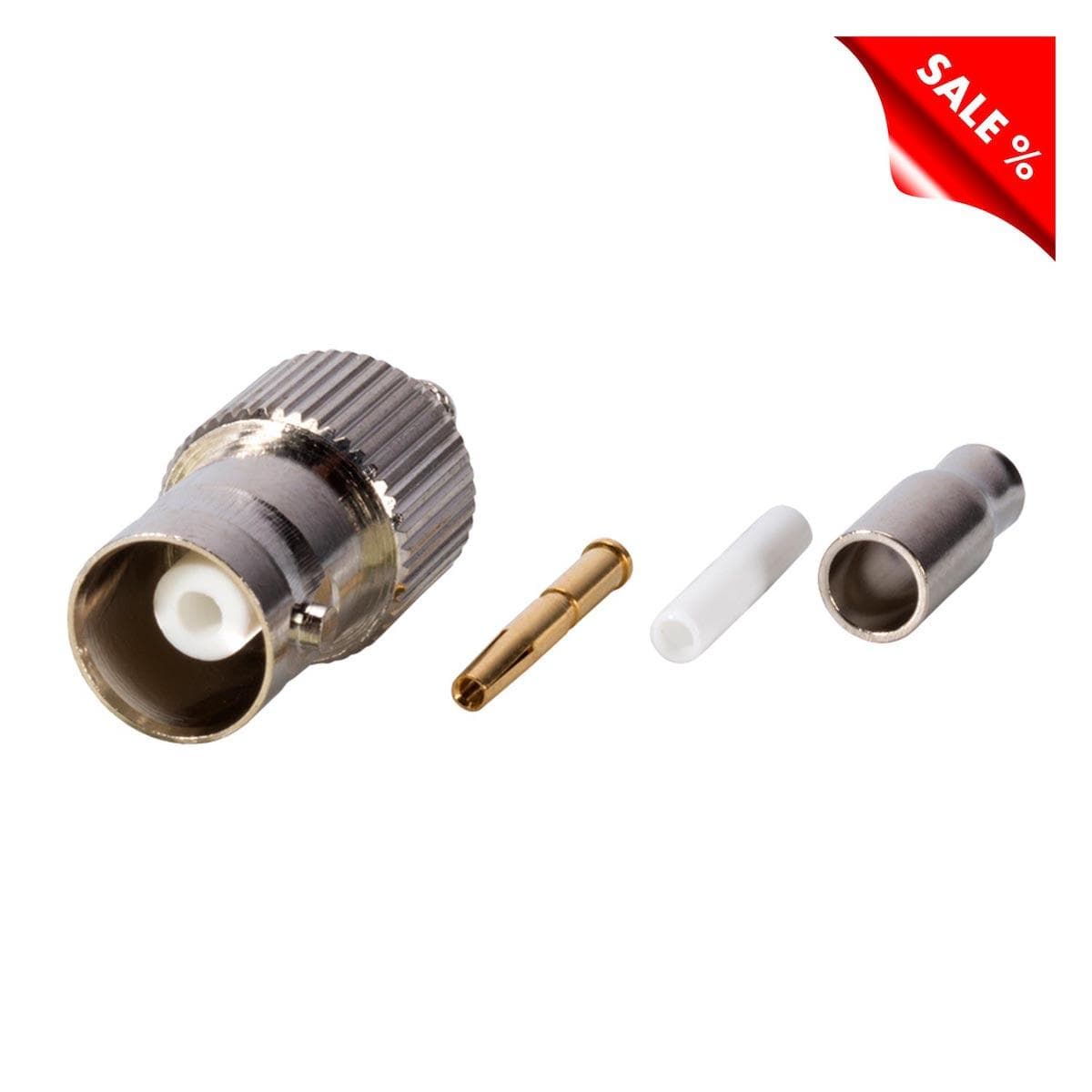 HICON BNC crimp-female connector 0.3/1.8, straight, nickel coloured
