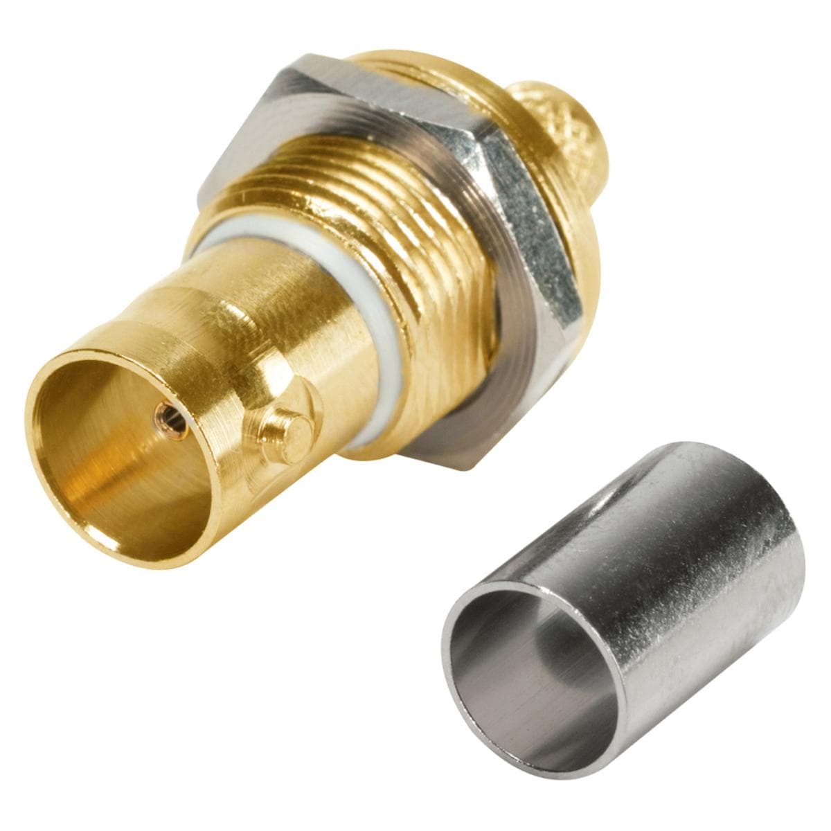 HICON BNC 3G-SDI crimp-female connector 0.6/2.8, ground isolated, thread 1/2", gold