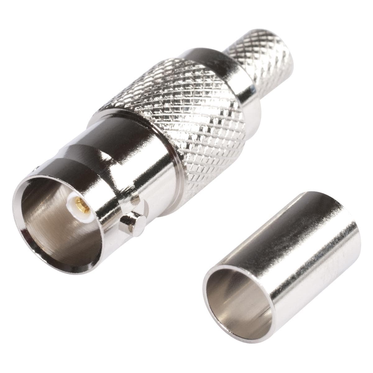 HICON BNC crimp-female connector 0.6/2.8, straight, nickel coloured