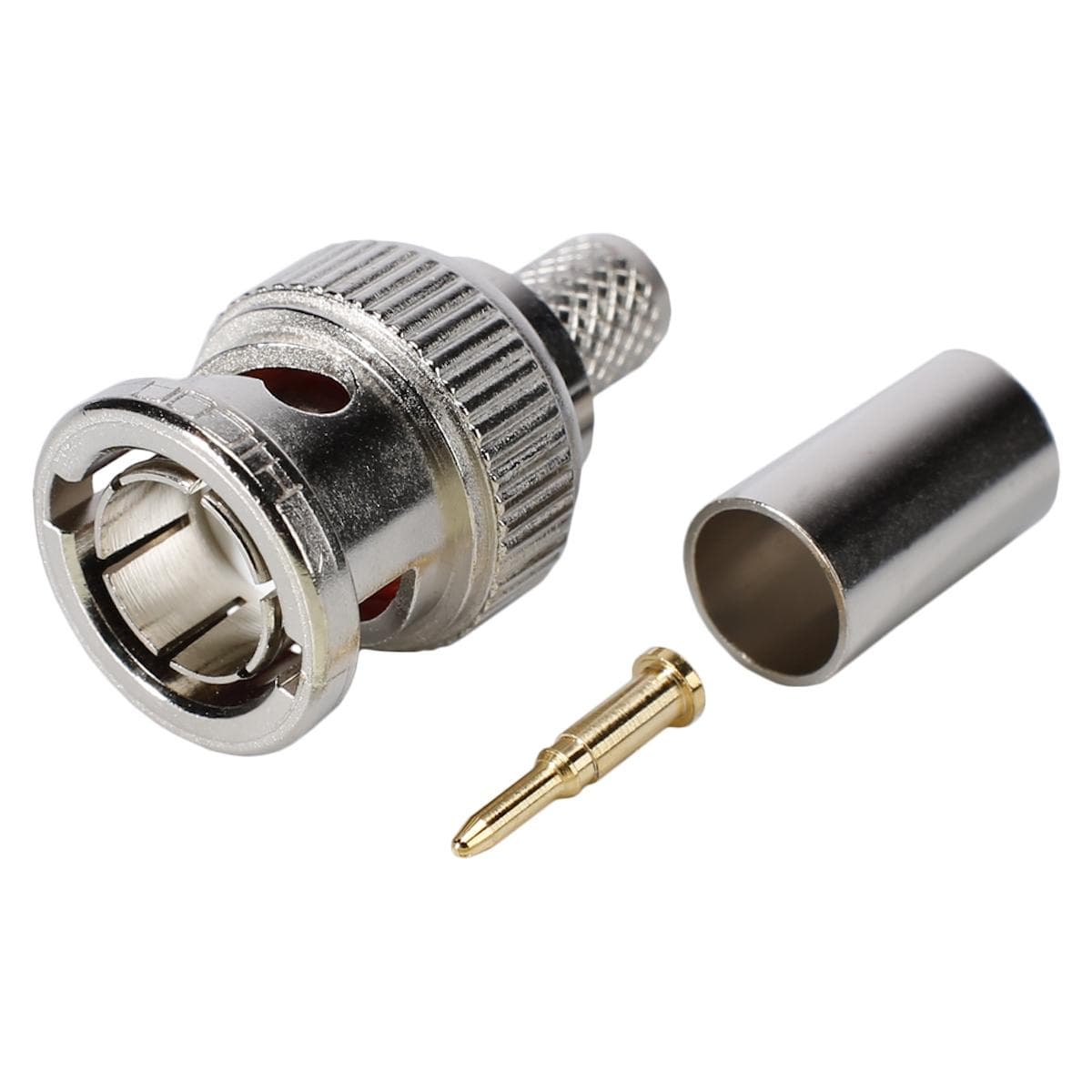 HICON BNC crimp-male connector 0.6/3.7, straight, nickel coloured