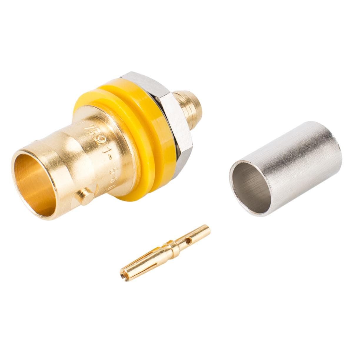 HICON BNC 3G-SDI crimp-female connector 0.6/3.7, ground isolated, thread 1/2", gold