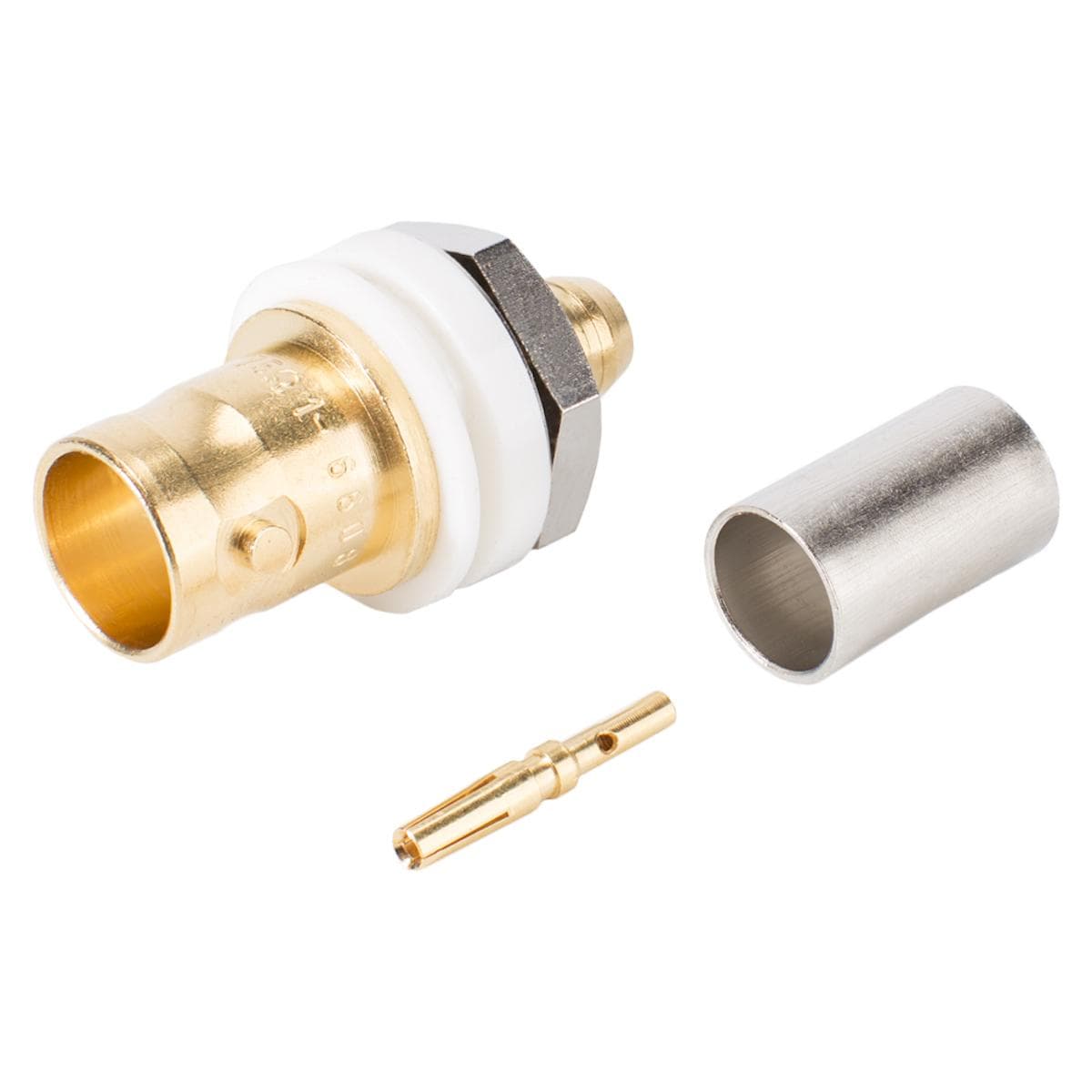 HICON BNC 3G-SDI crimp-female connector 0.6/3.7, ground isolated, screw thread, gold