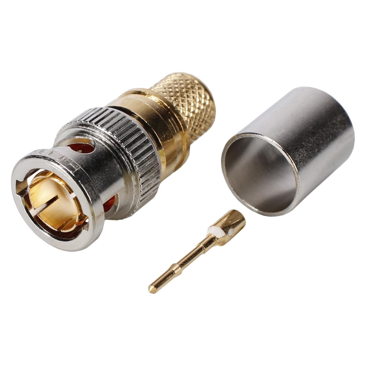 HICON BNC 3G-SDI crimp-male connector 1.6/7.3, straight, nickel coloured