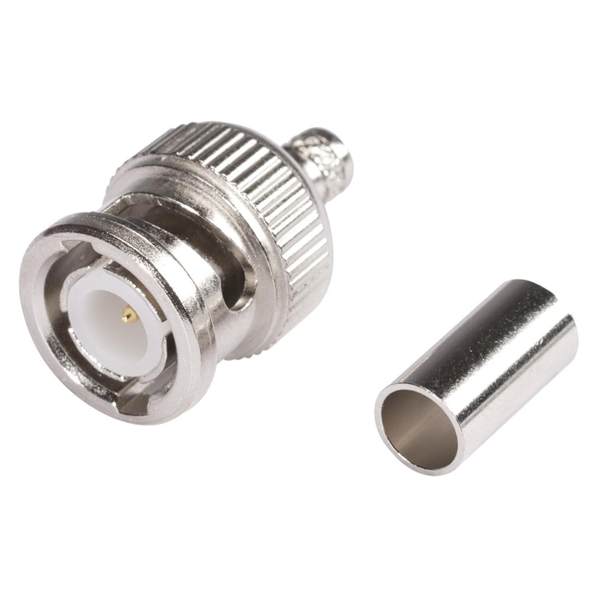 HICON BNC crimp-male connector 1.0/3.2, straight, nickel coloured