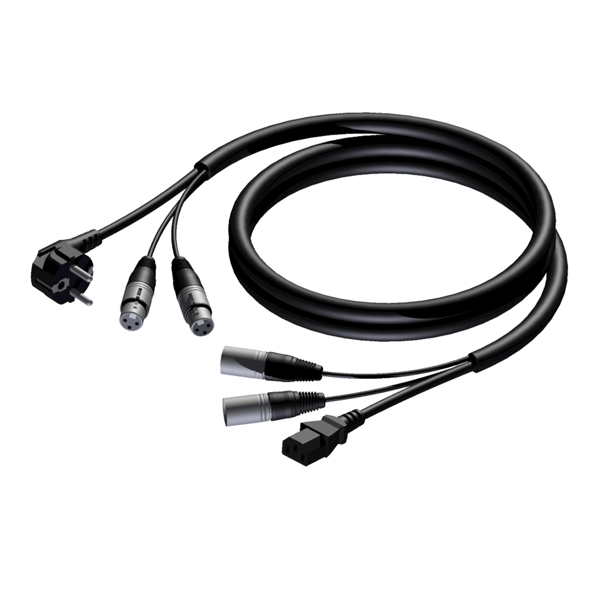 Schuko power male & 2 x XLR female - euro power female & 2 x XLR male - 3 x 1.5 mm² 20 meter