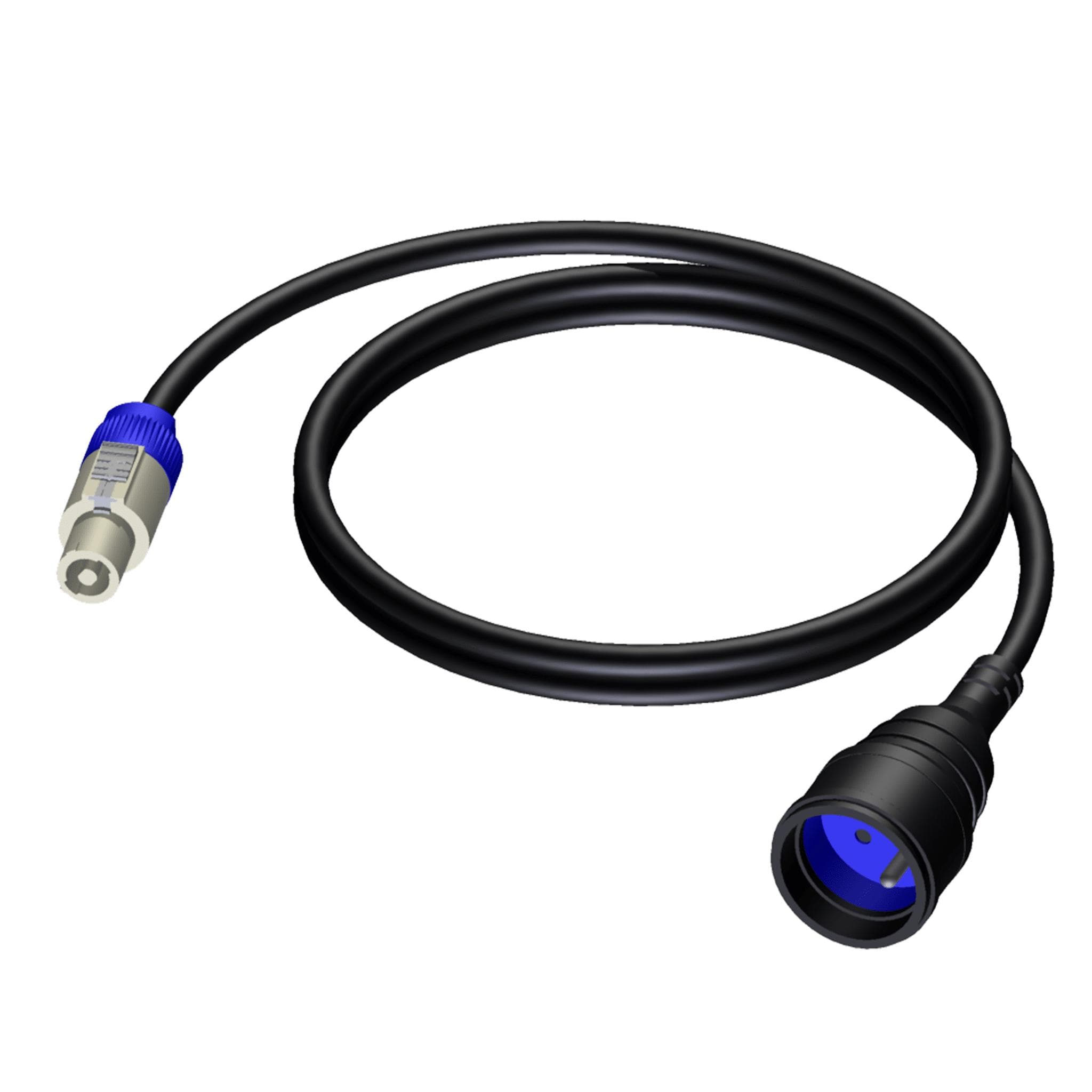 Grey powercon to schuko power female - french type connector - neutrik nac3fcb connector 1,5 meter