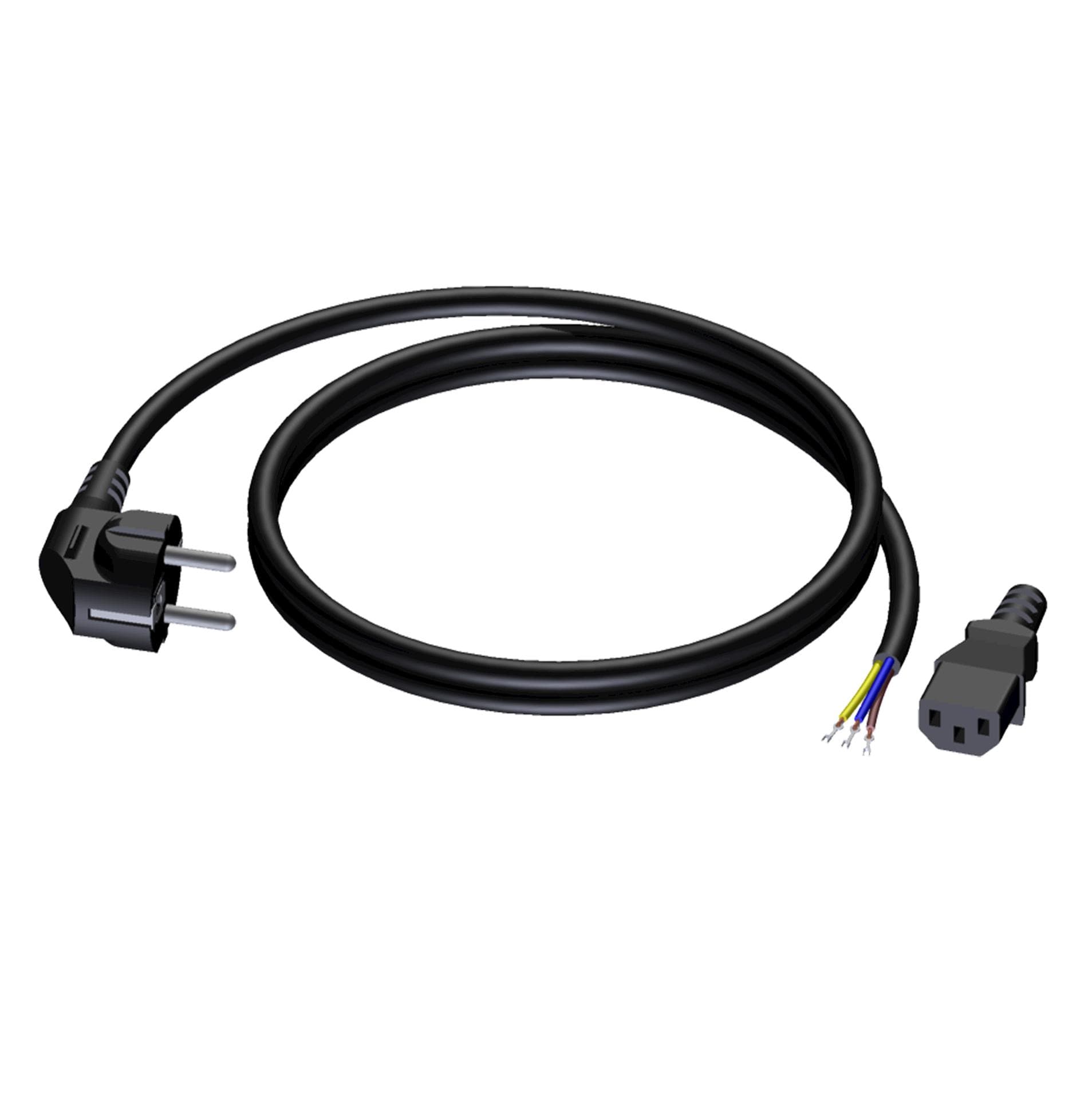 Power cable - schuko male - euro power female - open ended - 3 x 1.5 mm² 10 meter