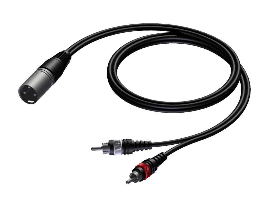 XLR male - 2 x RCA/Cinch male 5 meter