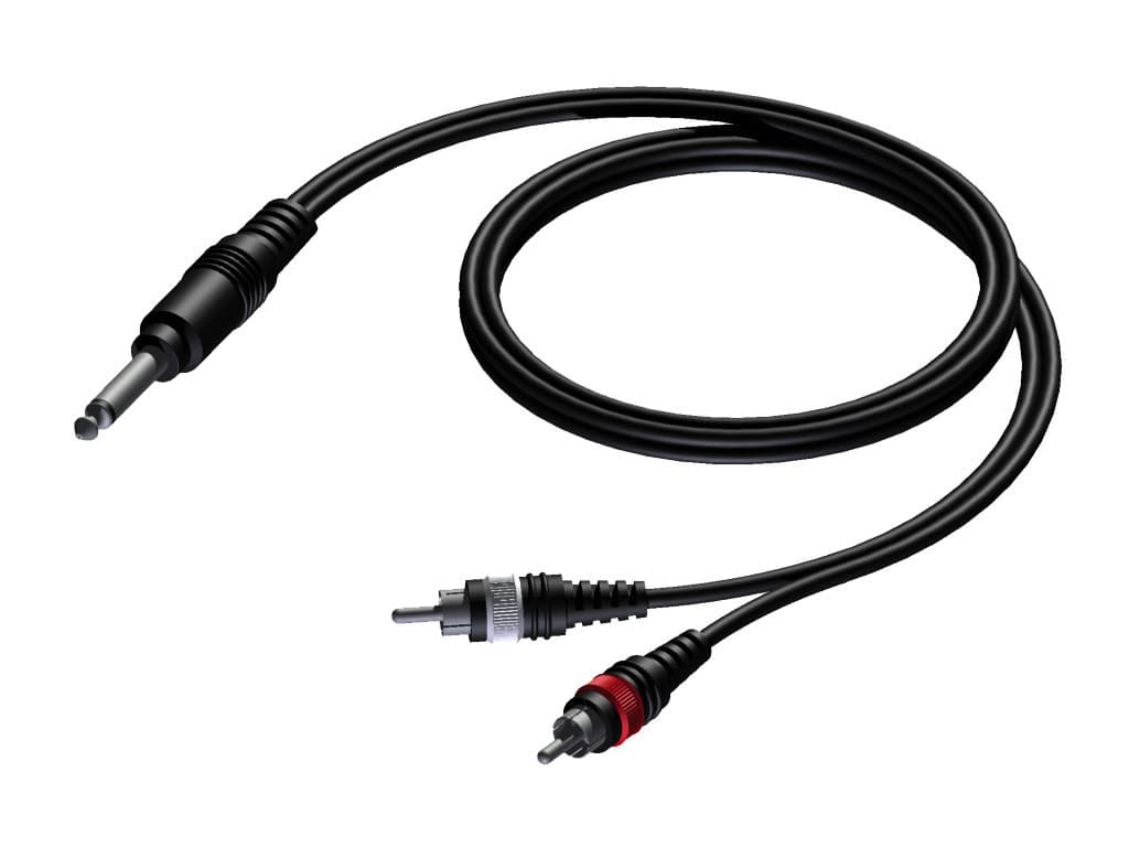 6.3 mm Jack male mono - 2 x RCA/Cinch male 1,5 meter