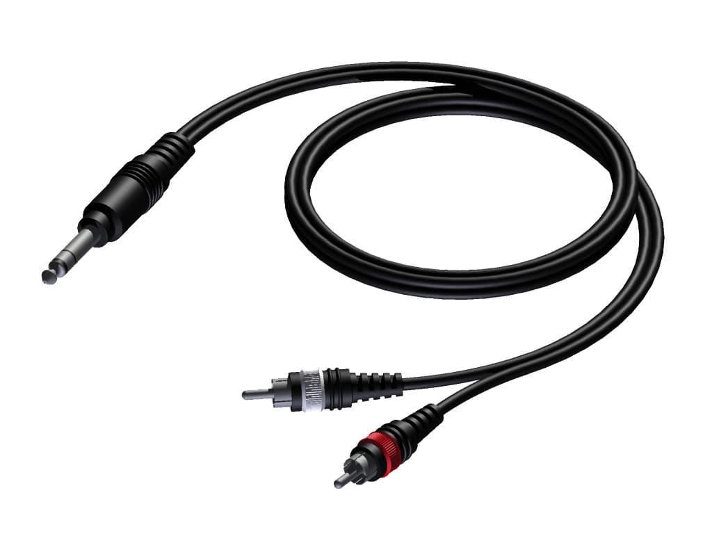 6.3 mm Jack male stereo - 2 x RCA/Cinch male 1,5 meter