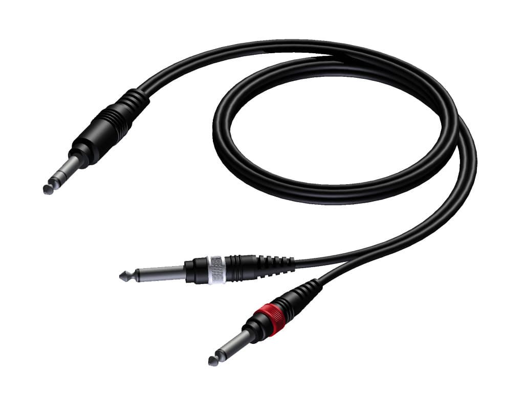 6.3 mm Jack male stereo - 2 x 6.3 mm Jack male 1,5 meter