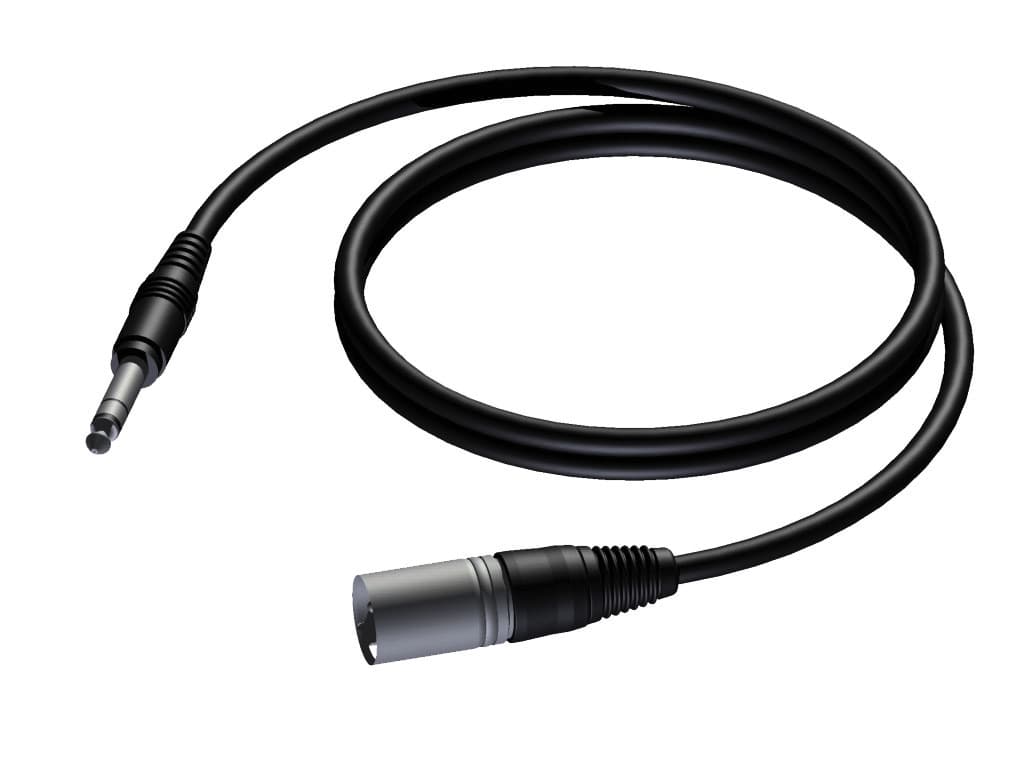 XLR male - 6.3 mm Jack male stereo 5 meter