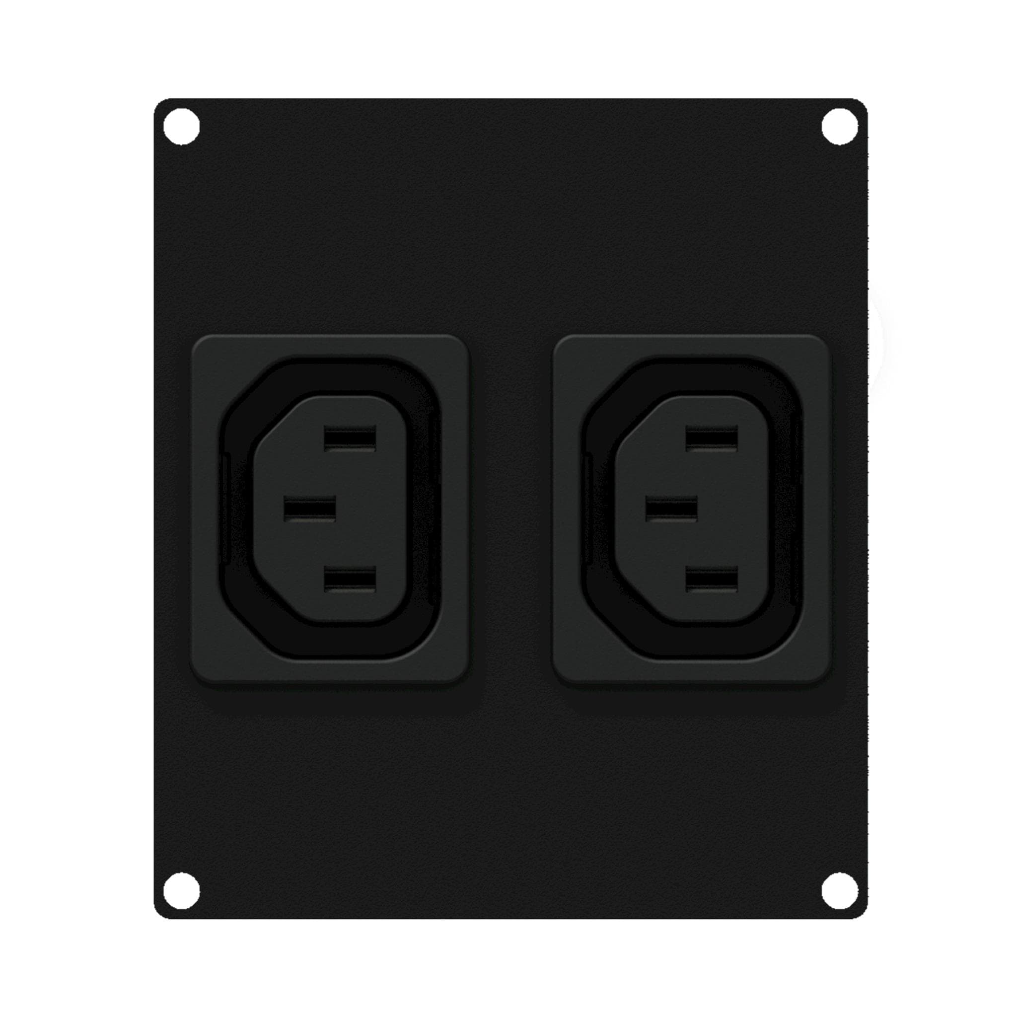 CASY 2 space 2x euro power outlet socket Black