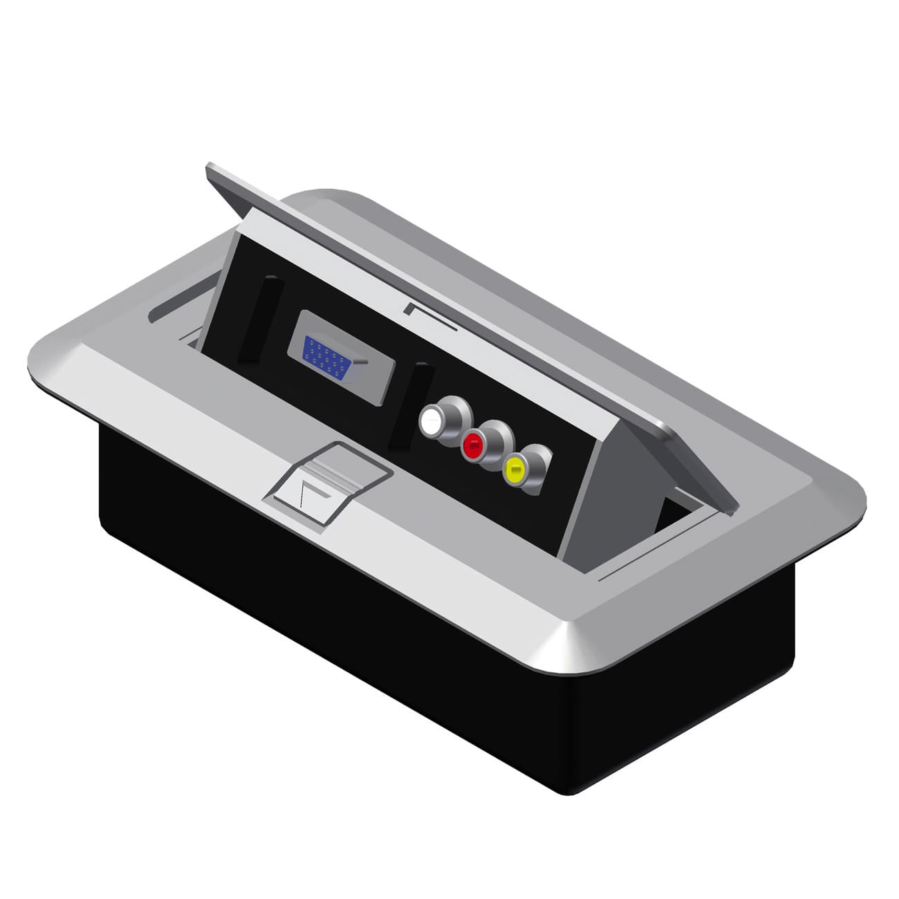 Floor connection box 3 x RCA/Cinch female & SVGA Grey