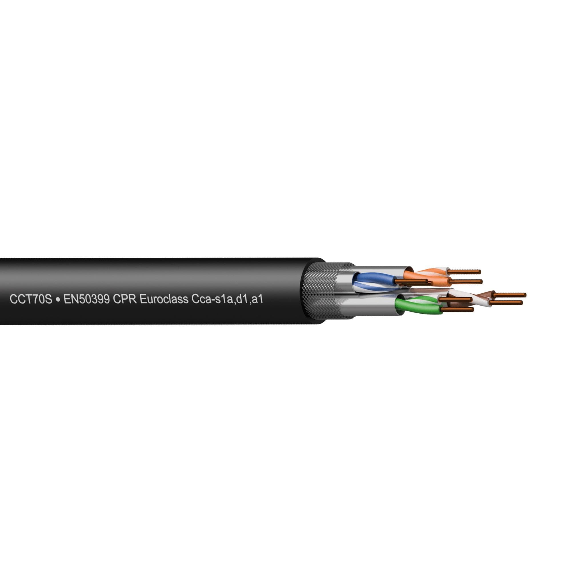 Networking cable - CAT7 - S/FTP - solid 0.25 mm² - 23 AWG - EN50399 CPR Euroclass Cca-s1a,d1,a1
