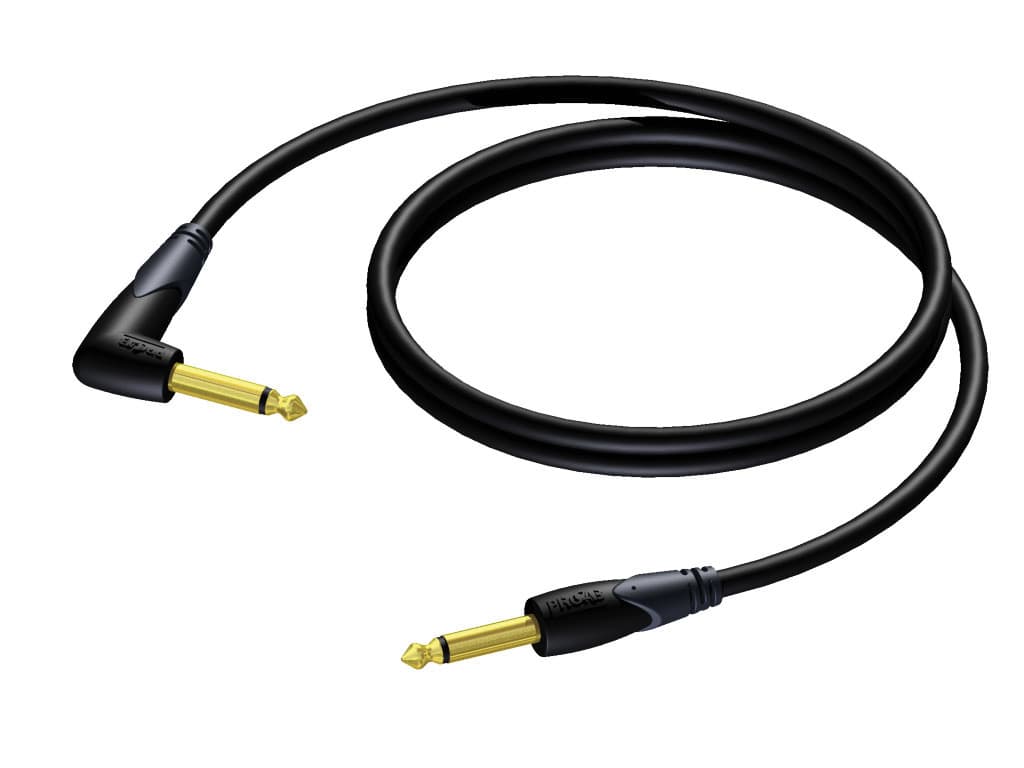 6.3 mm Jack male mono - 6.3 mm Jack male mono angled - for guitar 1,5 meter