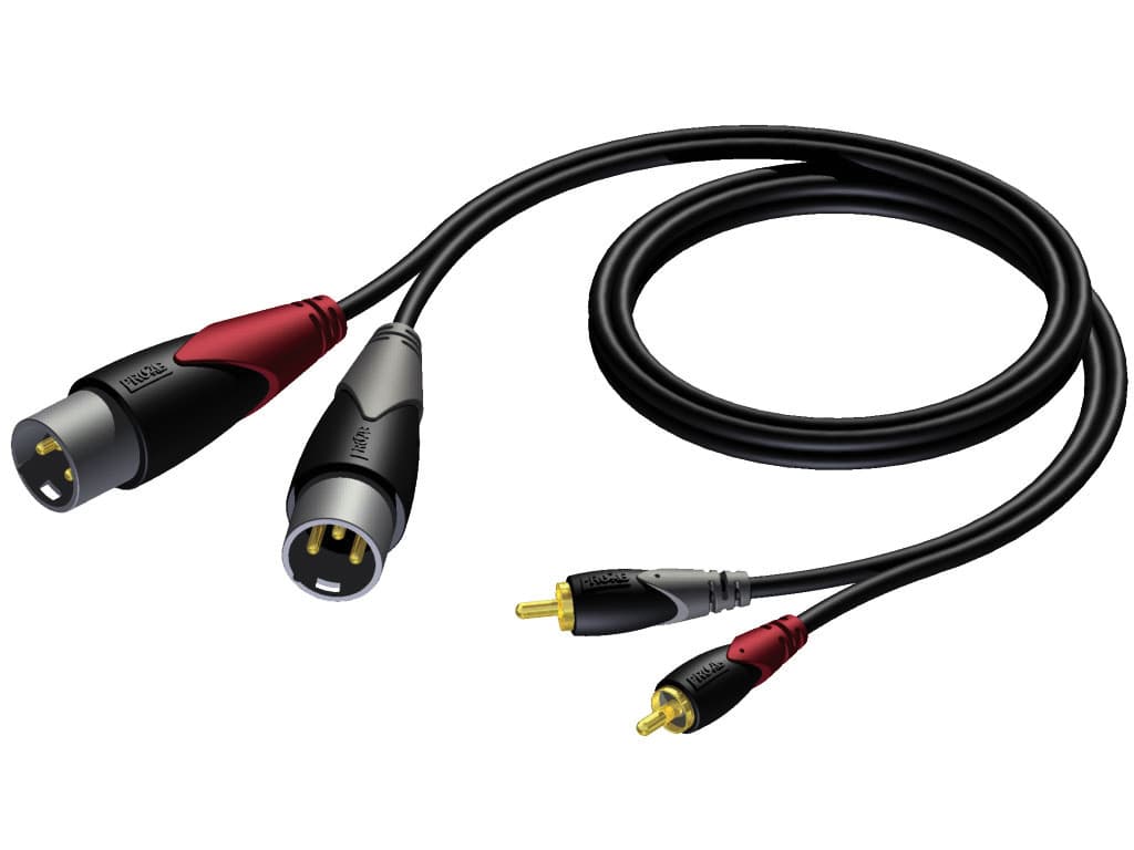 2 x XLR male - 2 x RCA/Cinch male 3 meter