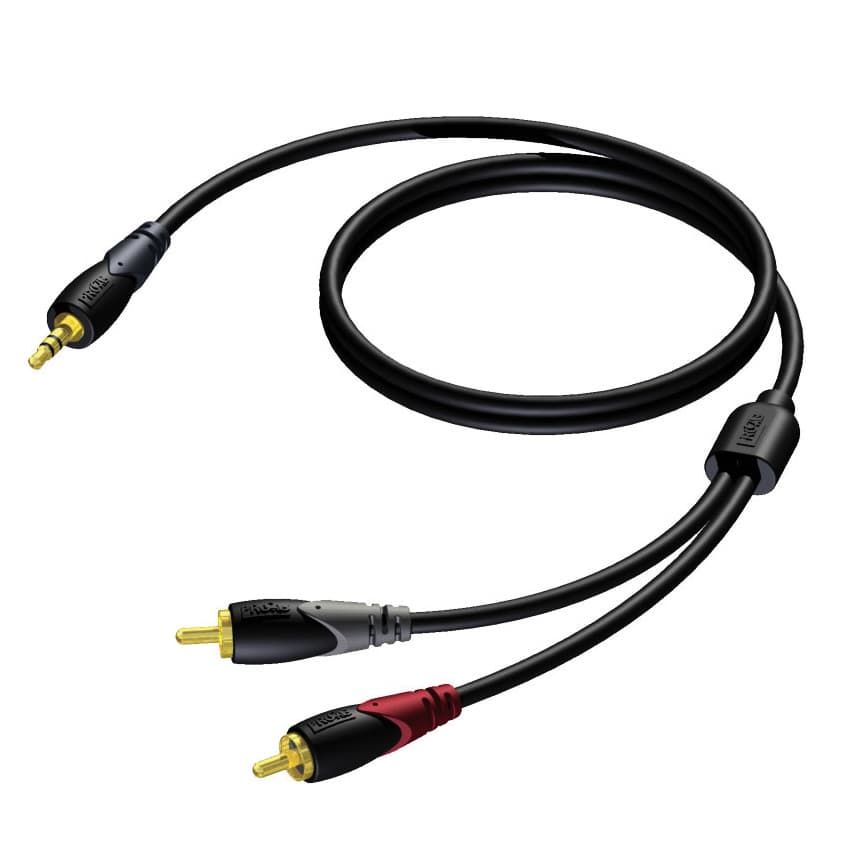 3.5 mm Jack male stereo - 2 x RCA/Cinch male 10 meter