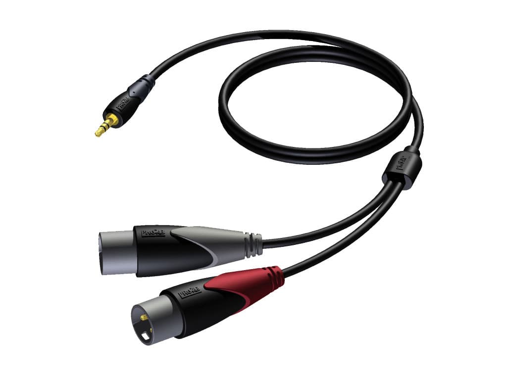 3.5 mm Jack male stereo - 2 x XLR male 1,5 meter