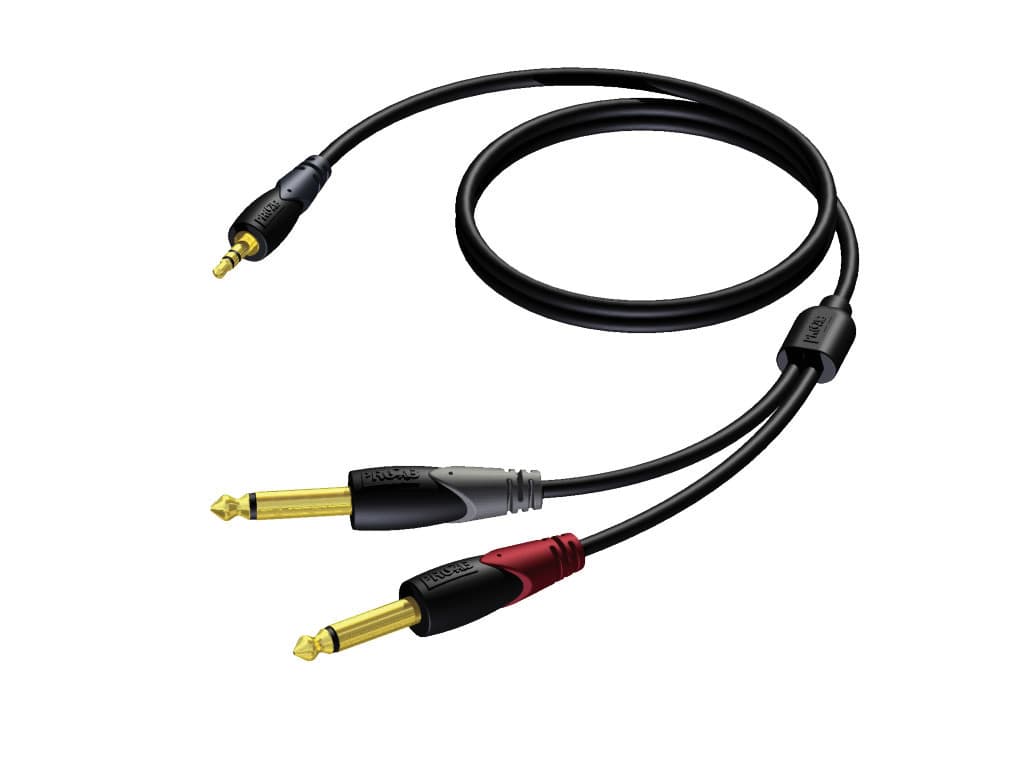 3.5 mm Jack male stereo - 2 x 6.3 mm Jack male mono 3 meter