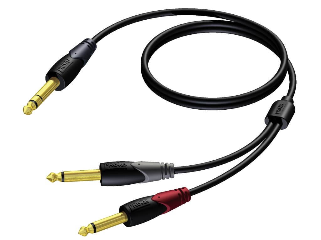 6.3 mm Jack male stereo - 2 x 6.3 mm Jack male 1,5 meter