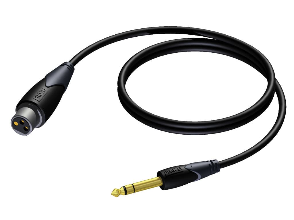 XLR female - 6.3 mm Jack male stereo 1,5 meter
