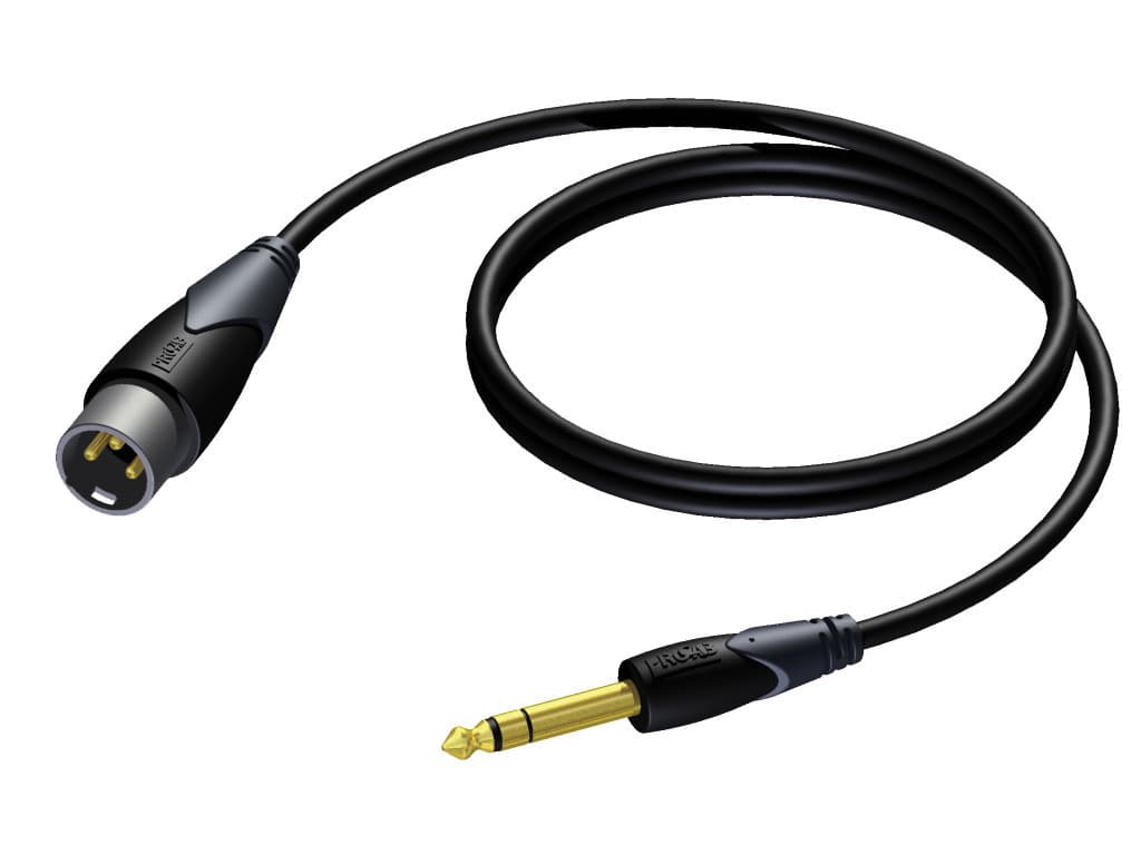 XLR male - 6.3 mm Jack male stereo 1,5 meter