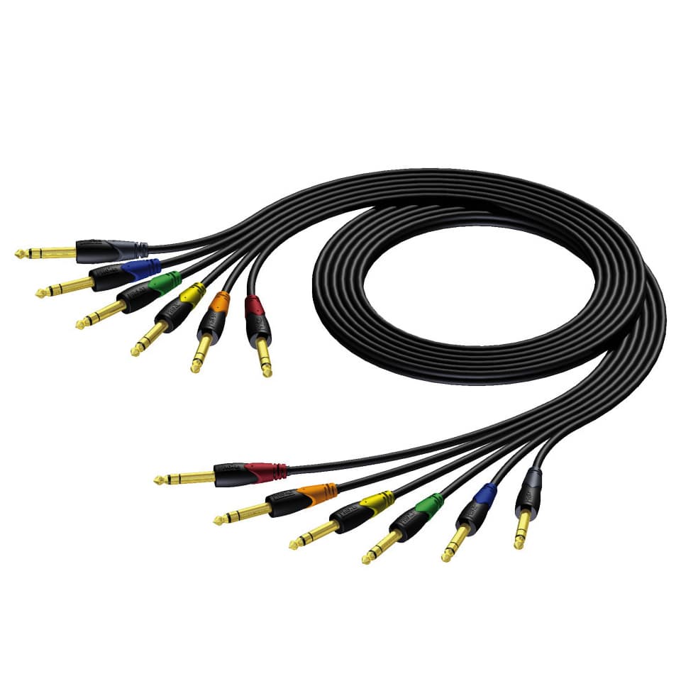 6.3 mm Jack male stereo - 6.3 mm Jack male stereo - cable set in 6 colours 1 meter
