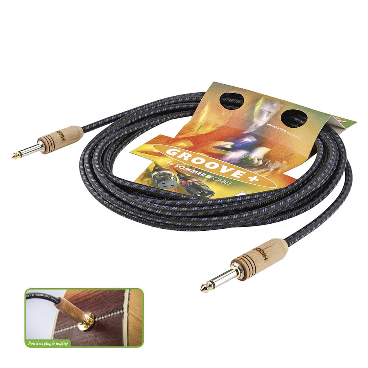 Instrument cable SC-CLASSIQUE, HICON WOODPLUG, 1 x 0,50 mm² | jack / jack, HICON | 10,00m | blue