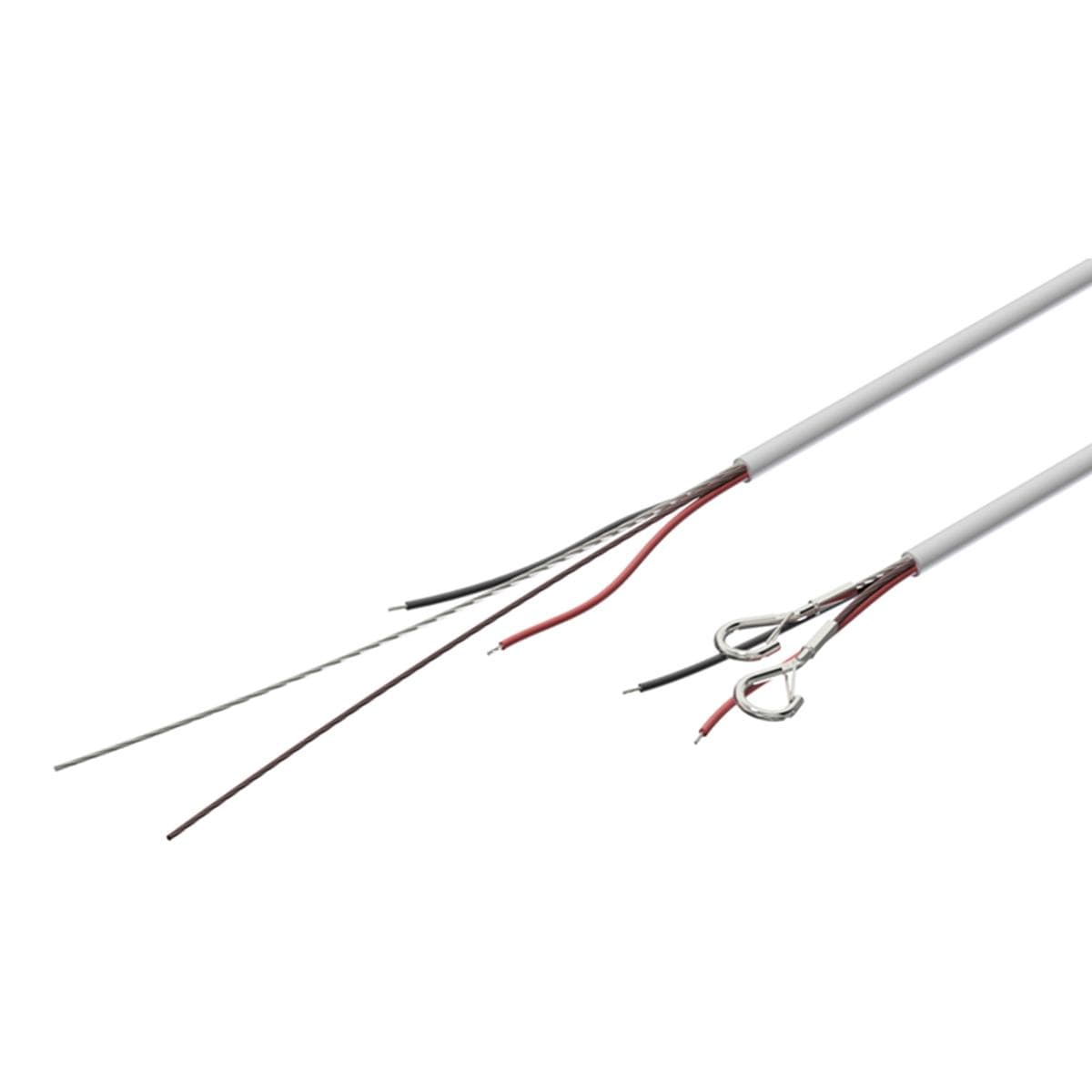 DSC70/W Connection cable with dual steel core, snap hook & open ends - 7 meter White