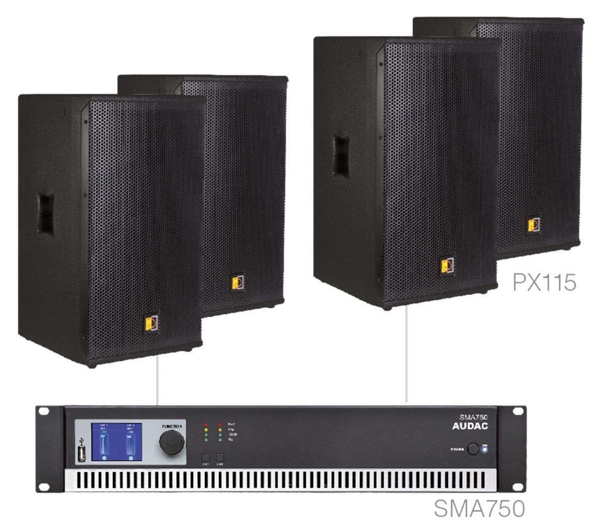 FORTE15.4/B 4 x PX115 + SMA750 Black version