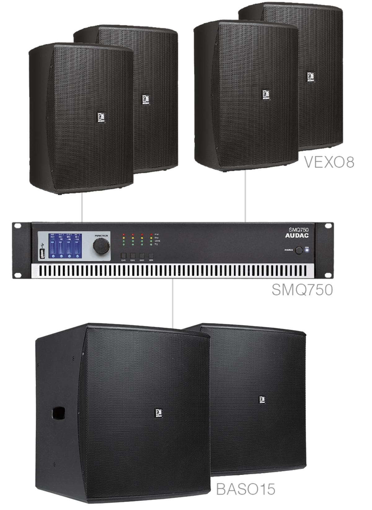 FORTE8.6/B 4 x VEXO8 + 2 x BASO15 + SMQ750 Black version