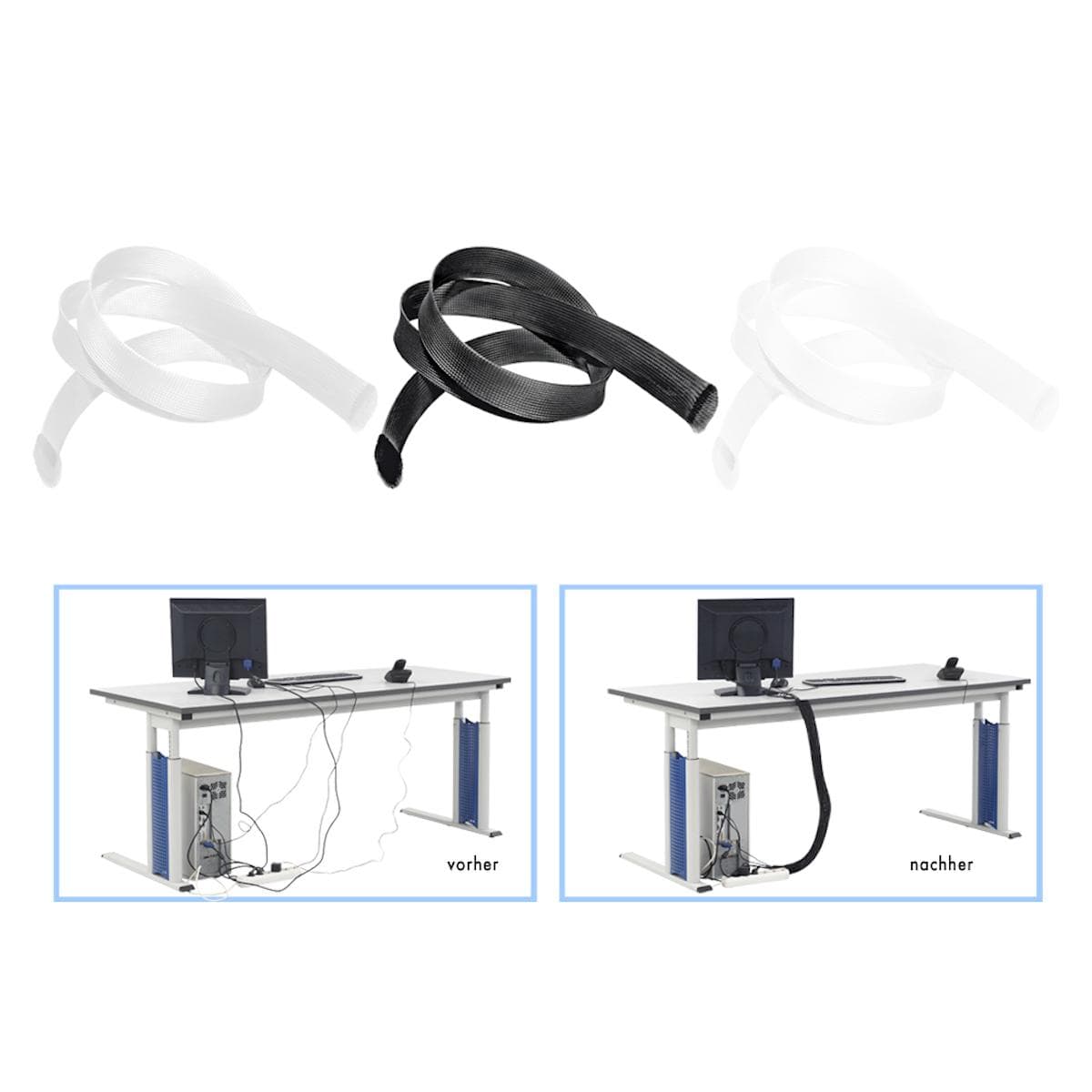 Braided hosing closed or overlapping | Closed version | 55-110mm | black