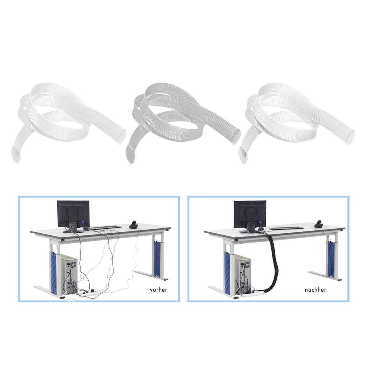 Braided hosing closed or overlapping | Closed version | 55-110mm | white