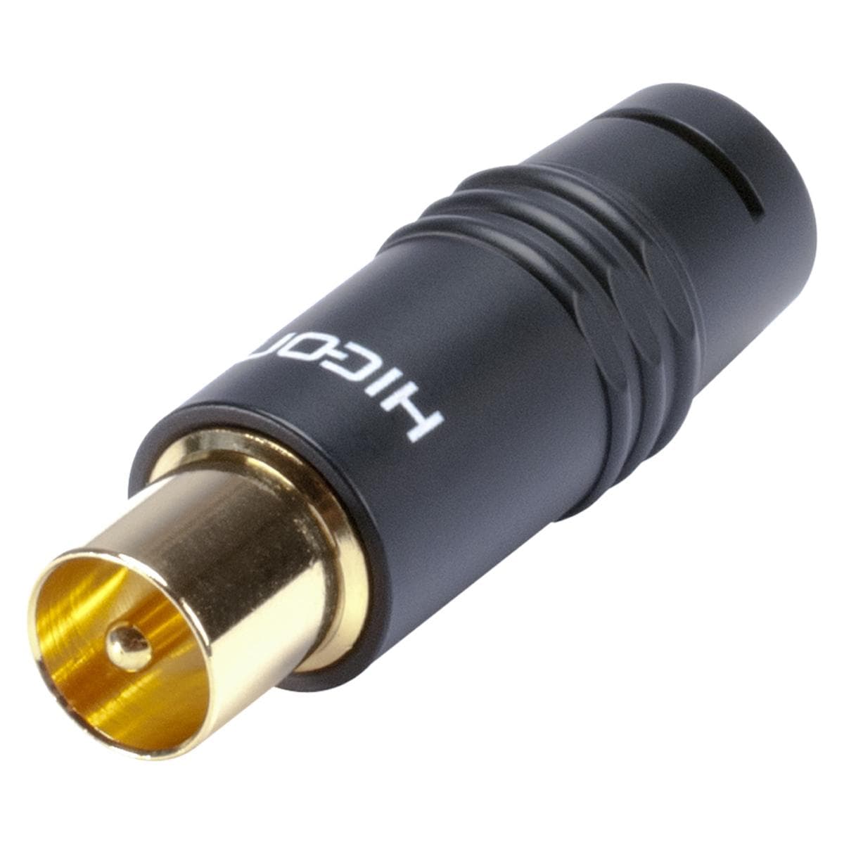 HICON Antenna, 2-pole , metal, screw-type-male connector, gold plated contact(s), straight, black
