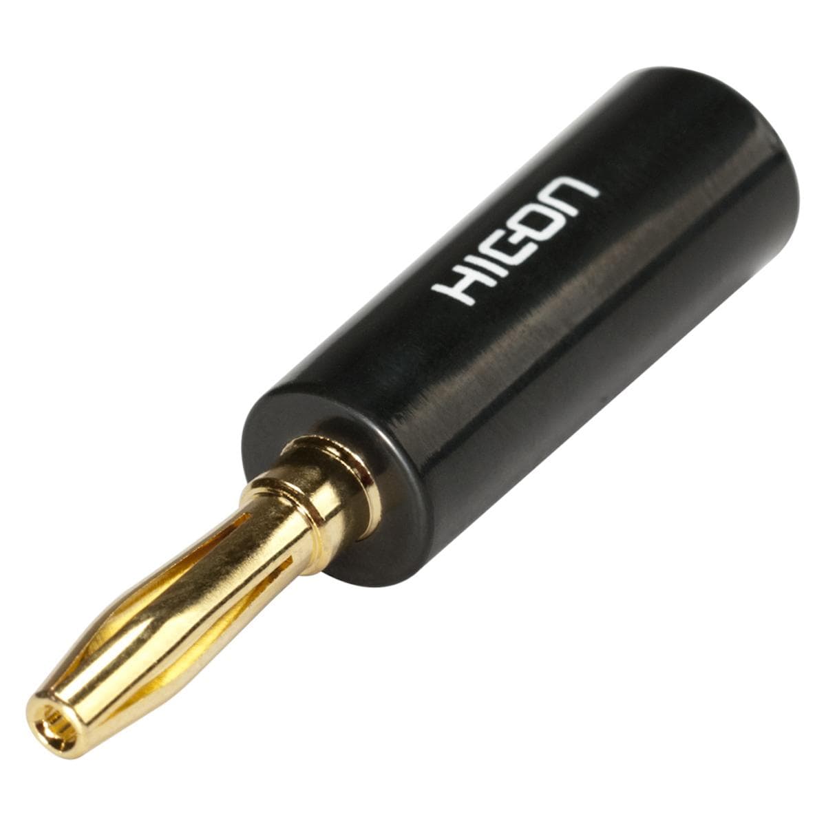 HICON Banana, 1-pol , plastic, screw-type-male connector, gold plated contact(s), straight, black